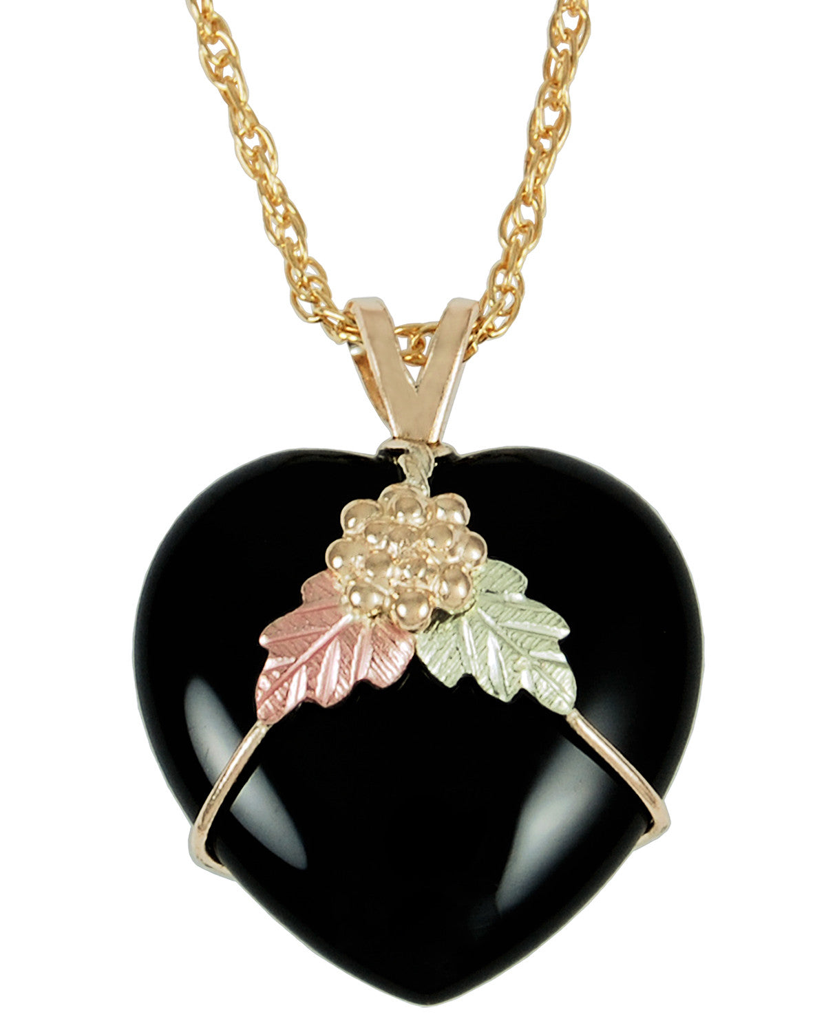  Black Hills Gold 10K Puffed Heart Pendant 