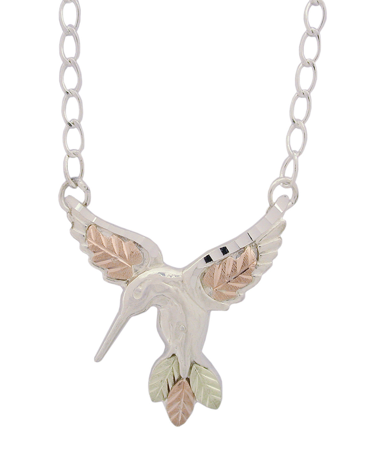  Black Hills Gold Sterling Silver Hummingbird Necklace 