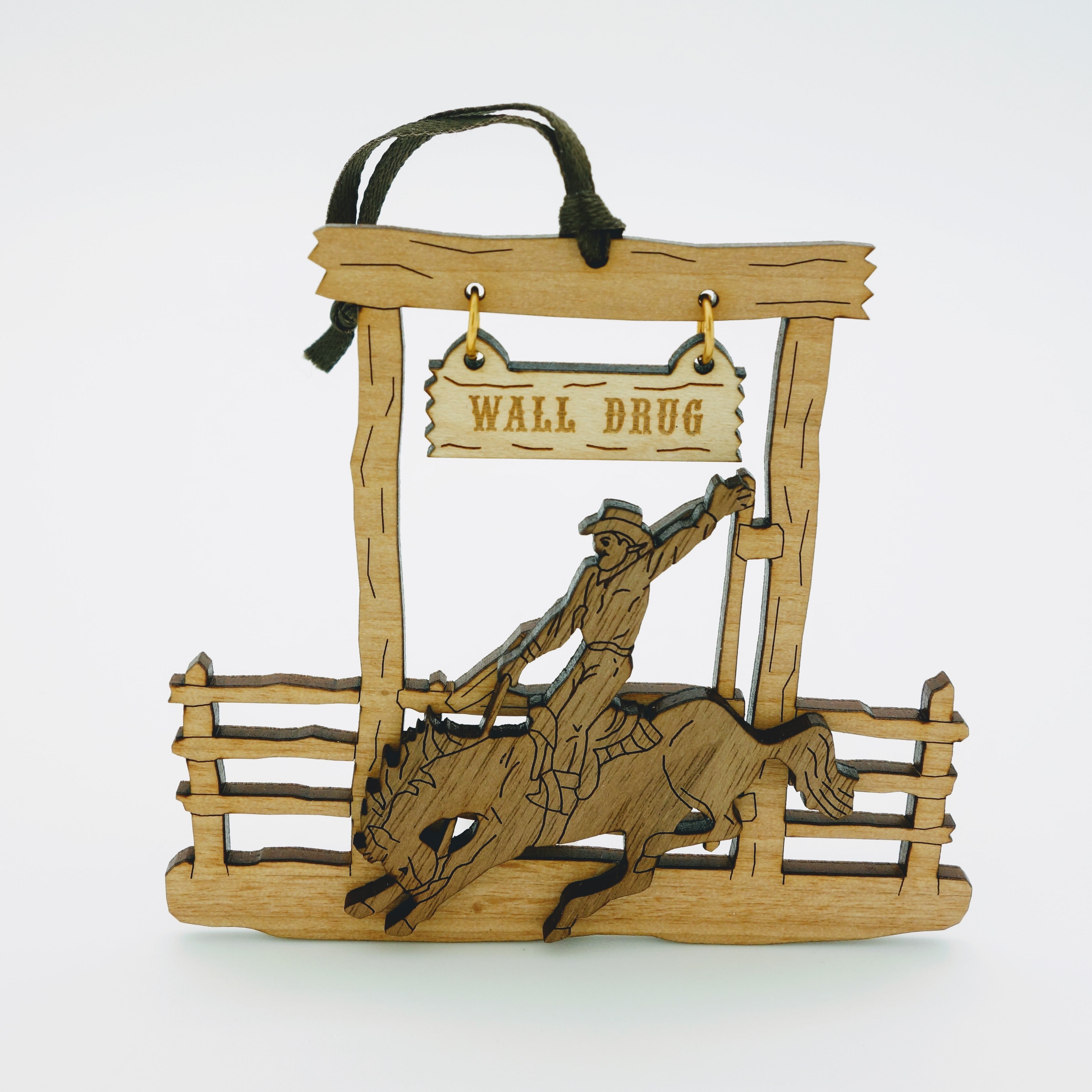  Wall Drug Buckin' Bronc Wood Laser Cut Ornament 