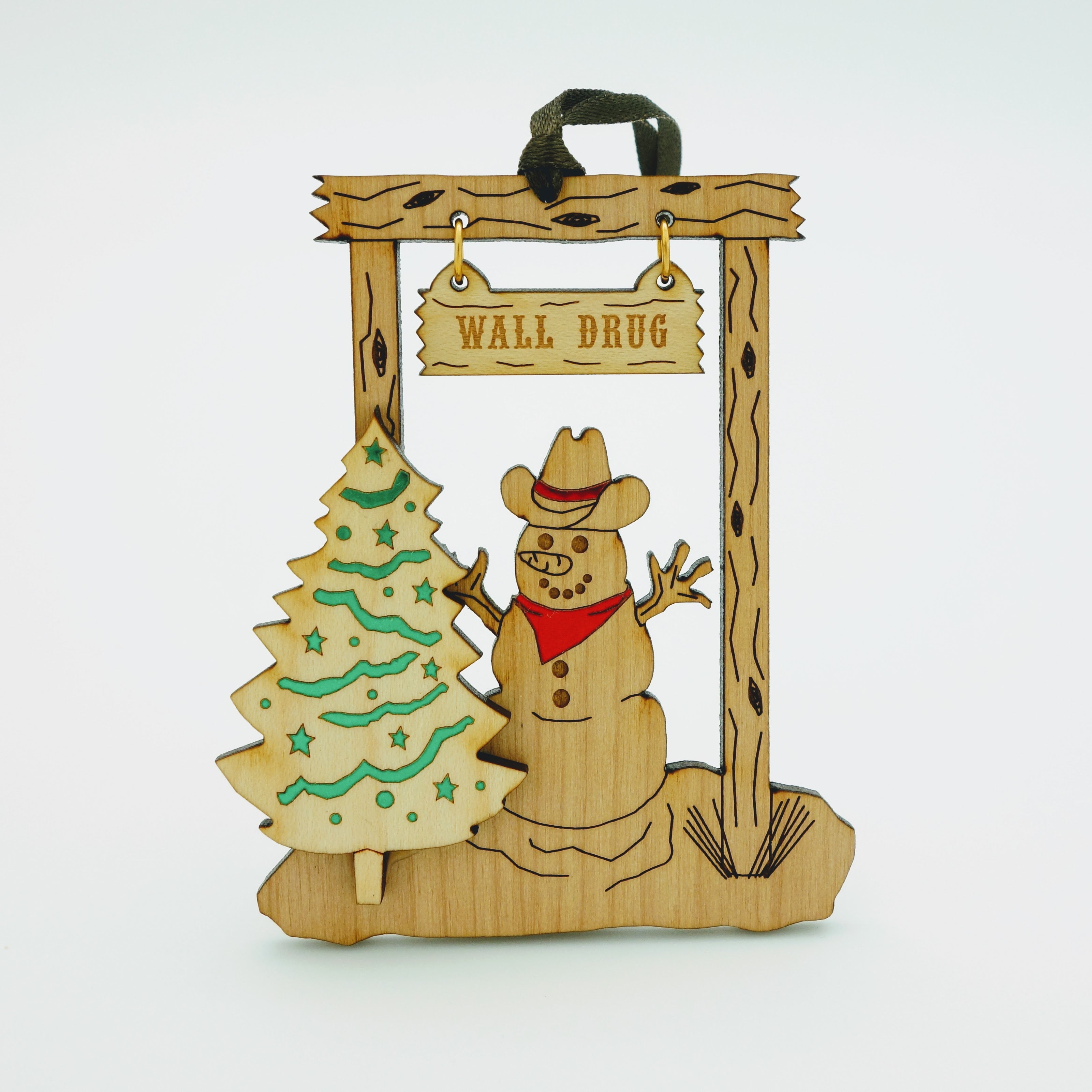  Wall Drug Cowboy Snowman Wood Laser Cut Ornament 