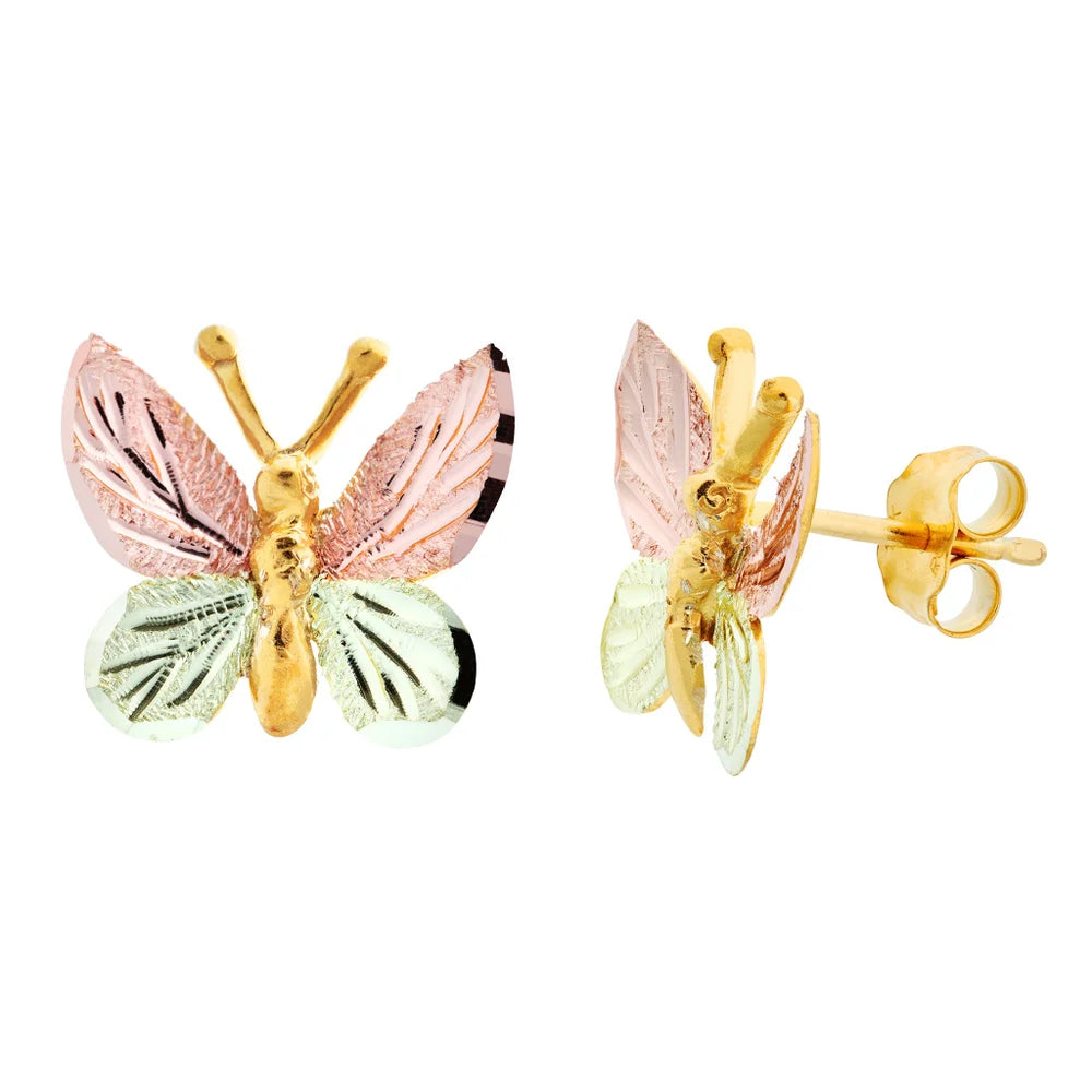  Black Hills Gold Butterfly Post Earrings 