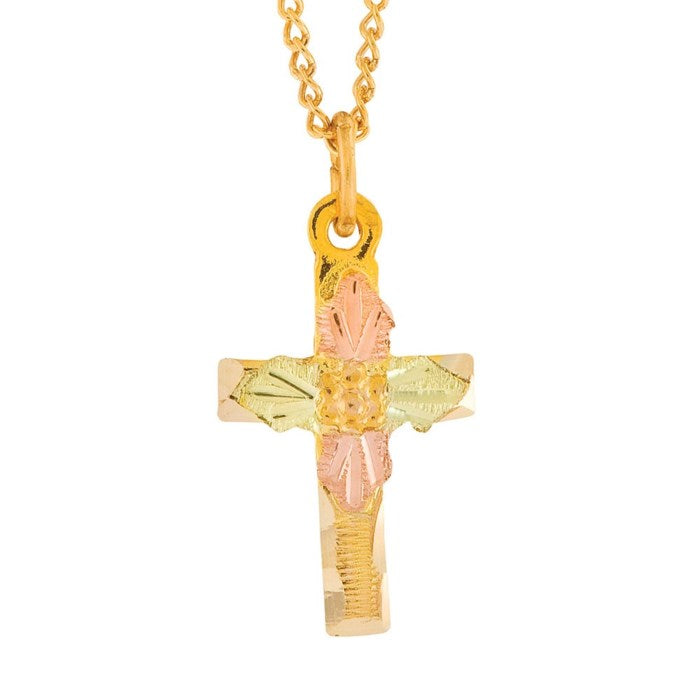  Black Hills Gold Cross Pendant in 10k Yellow Gold 