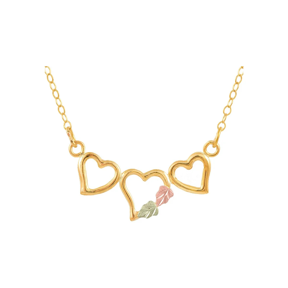  Black Hills Gold Triple Heart Necklace 