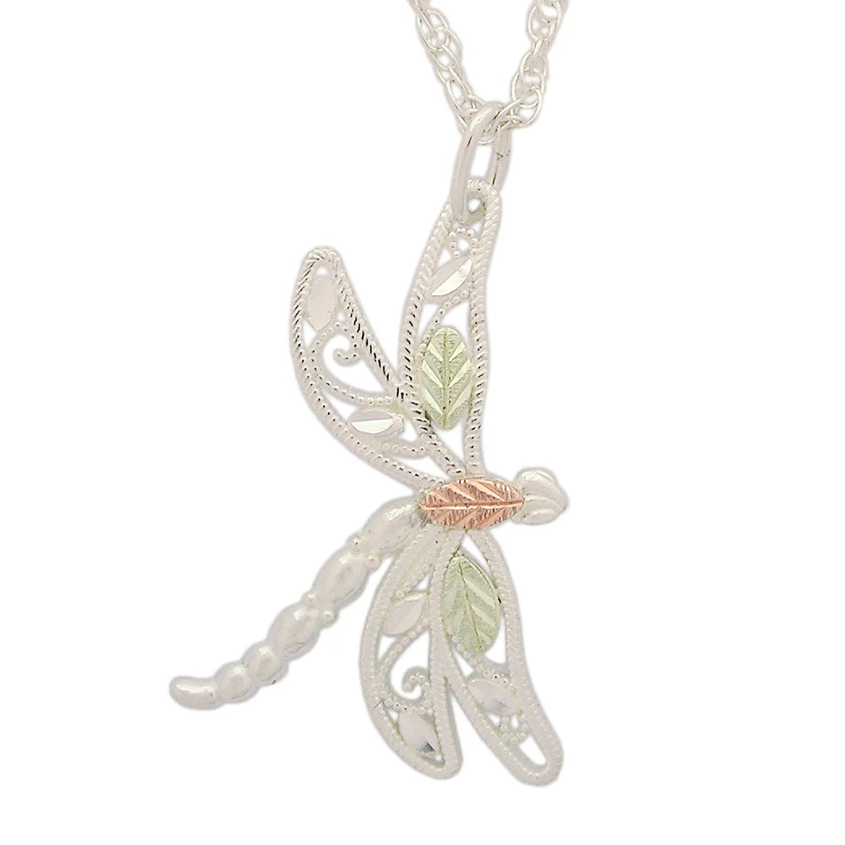  Black Hills Gold Sterling Silver Small Dragonfly Pendant 