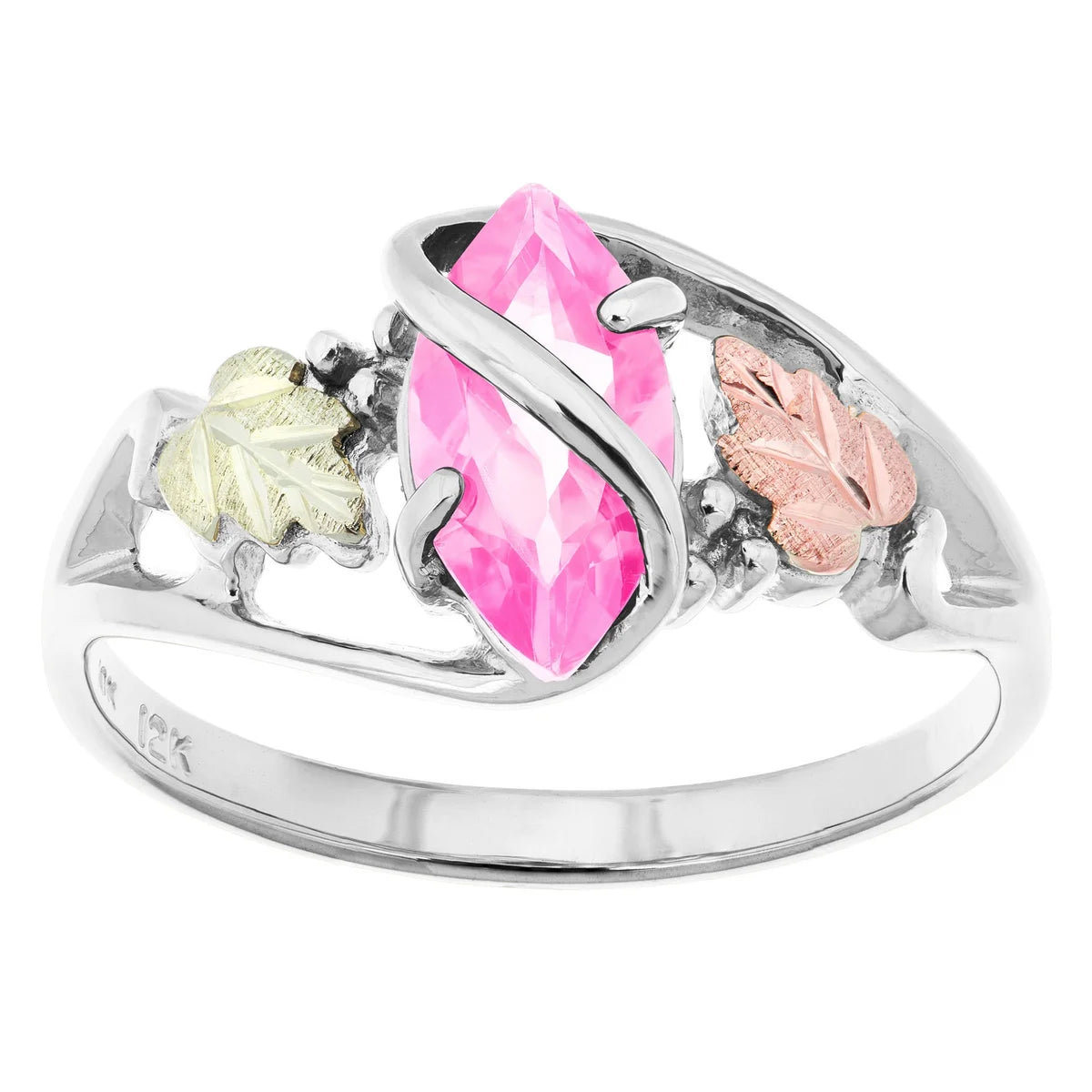  Black Hills Gold Sterling Silver Ring with Pink Ice 