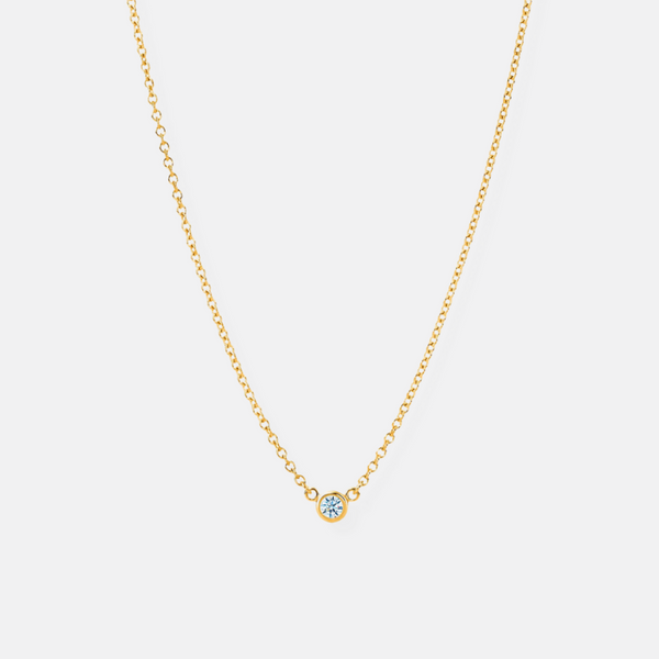 14K Gold Modern Solitaire Diamond Necklace | Vana Chupp Studio