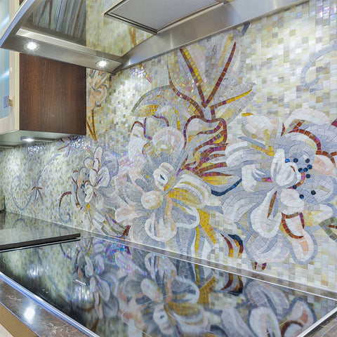 Stylish mosaic backsplash enhances the elegance of modern kitchens