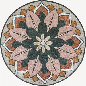 Mosaic Tile With Floral Design - iMosaicArt
