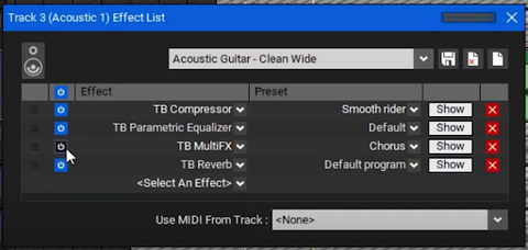 Vocal Preset as Effects List