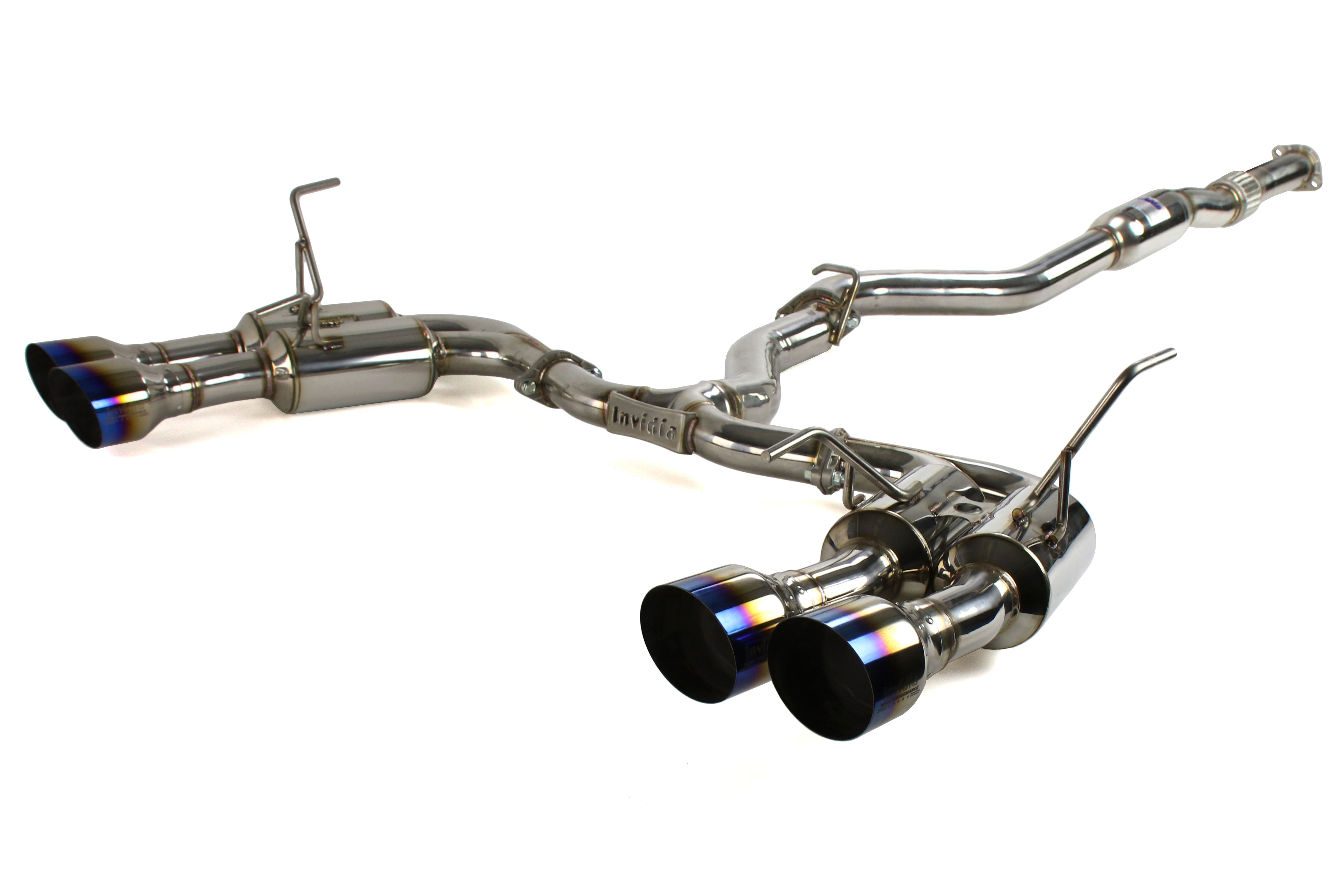 Invidia R400 Gemini w/Titanium Back Cat - Layer Burnt Subaru | Single Rallysport Exhaust Tips WRX/STI Direct 2015-2021