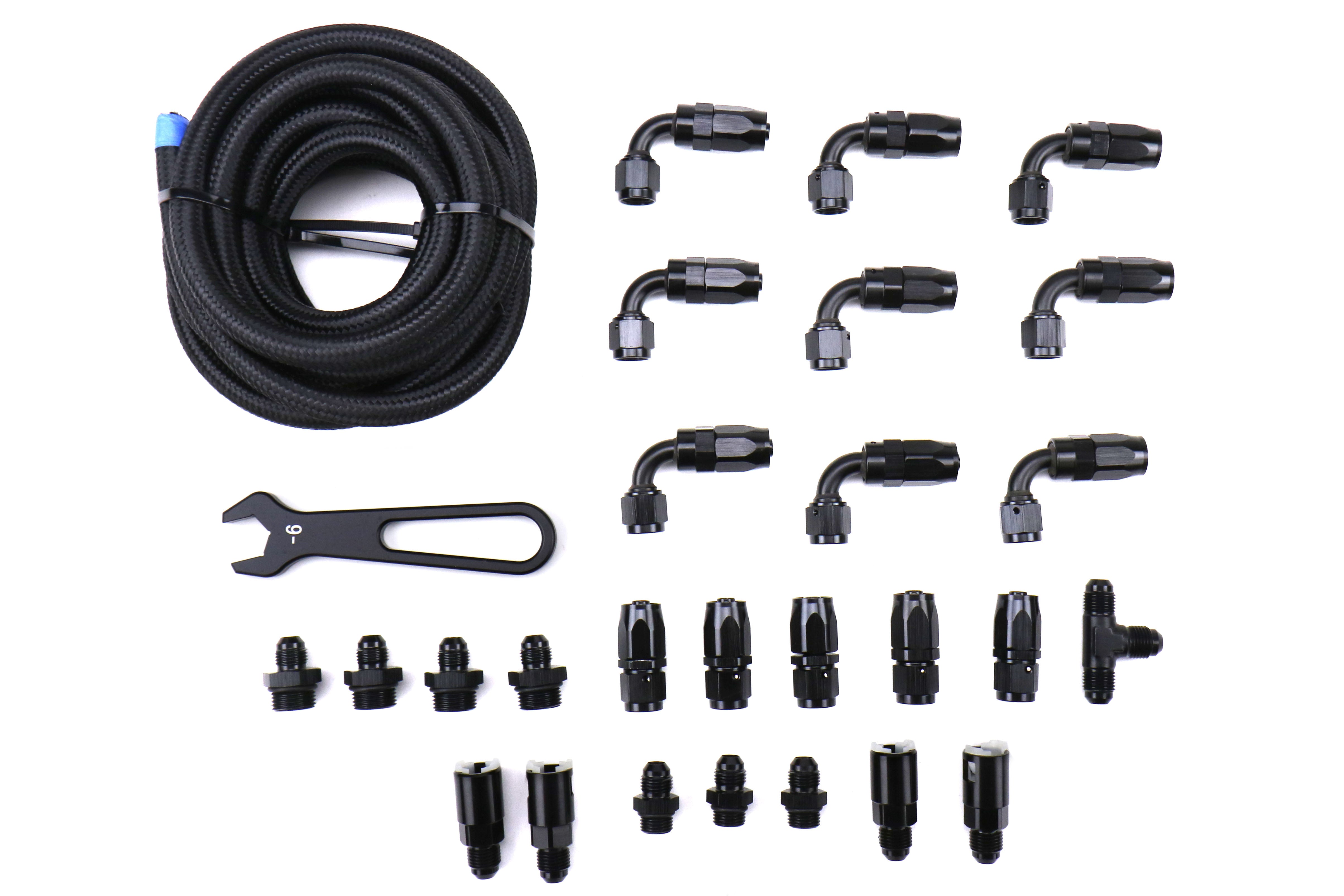 Torque Solution Braided Fuel Line Kit for 6 FPR and Cobb Flex Fuel Kit -  Subaru WRX STI 2007, TS-SU-6FLK-AM-FF