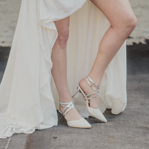 White Stiletto + Silver Lozen | Bridal | Wedding Shoes | Alterre | Photo by Jamie Burke