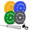RitKeep Colored Bumper Weight Plate Set & Olympic Barbell Package