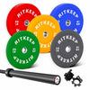 RitKeep Colored Bumper Weight Plate Set & Olympic Barbell Package