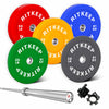 RitKeep Colored Bumper Weight Plate Set & Olympic Barbell Package