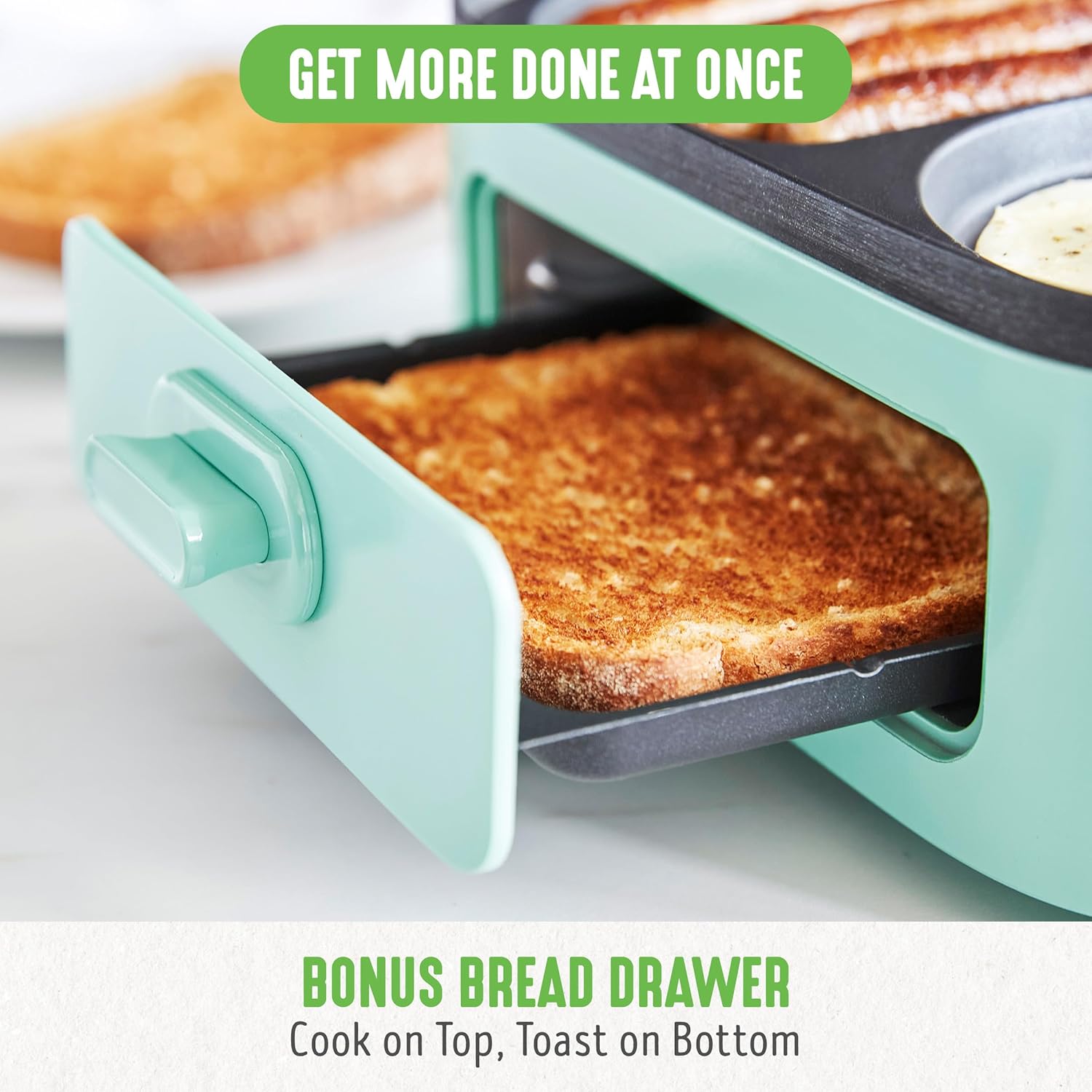 3-in-1 Breakfast Station – Ceramic Nonstick Griddles, 2-Slice Toaster
