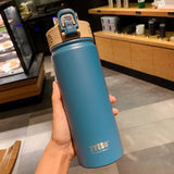 Thermos Bottle with Straw 530ml 750ml Stainless Steel Thermal Cup Car Insulated Flask Water Tumbler