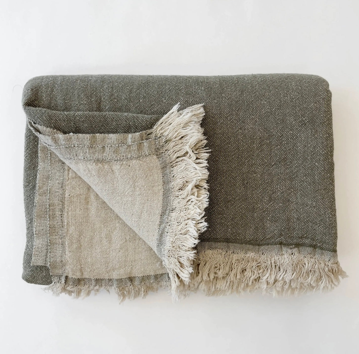 Throw Blanket - Ekani Linen and Cotton Blend Turkish Throw Blanket
