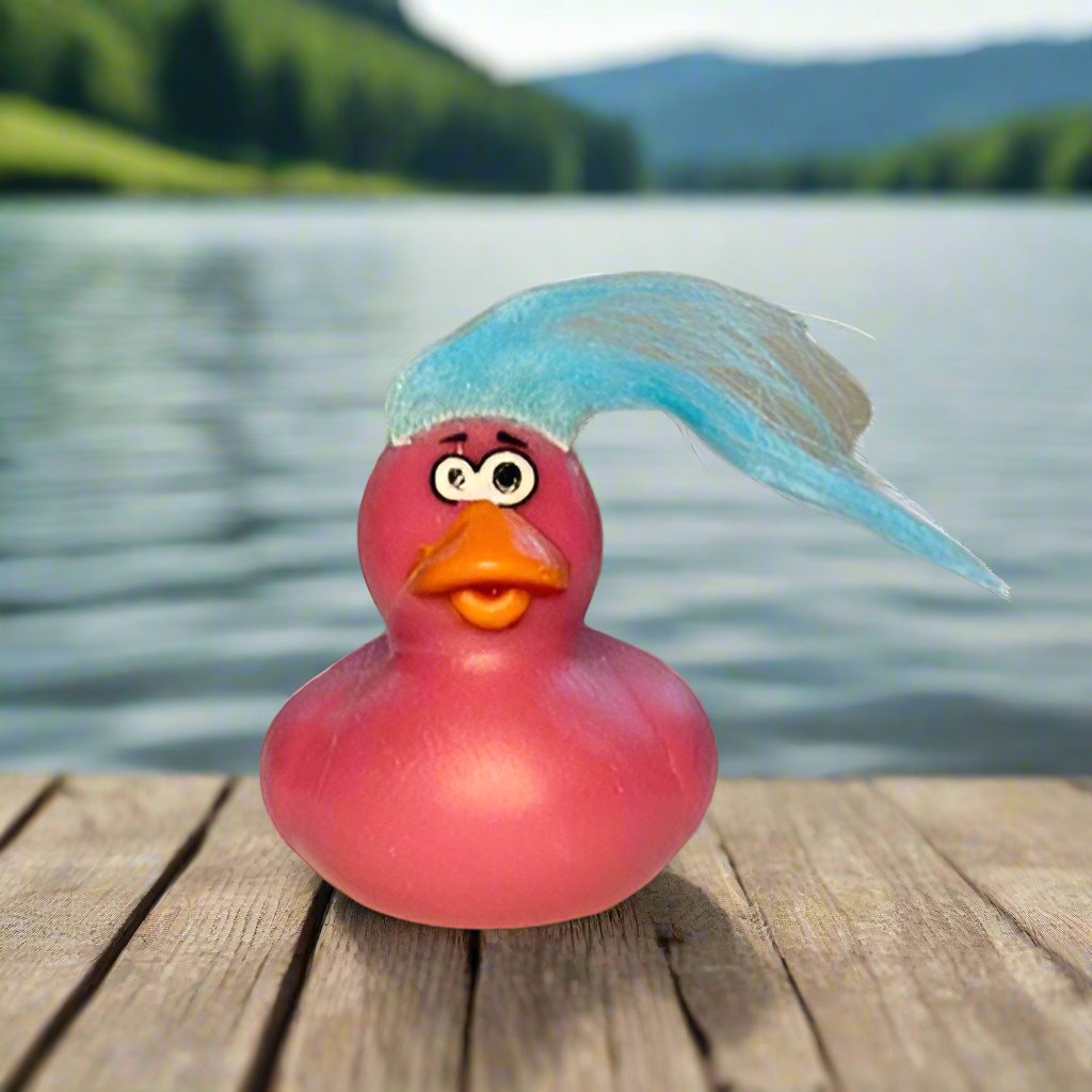 Silly Eyed Comb Over Red Rubber Duck