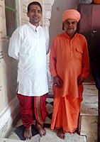 Mayank Goyal with Mahant of Pushkar temple