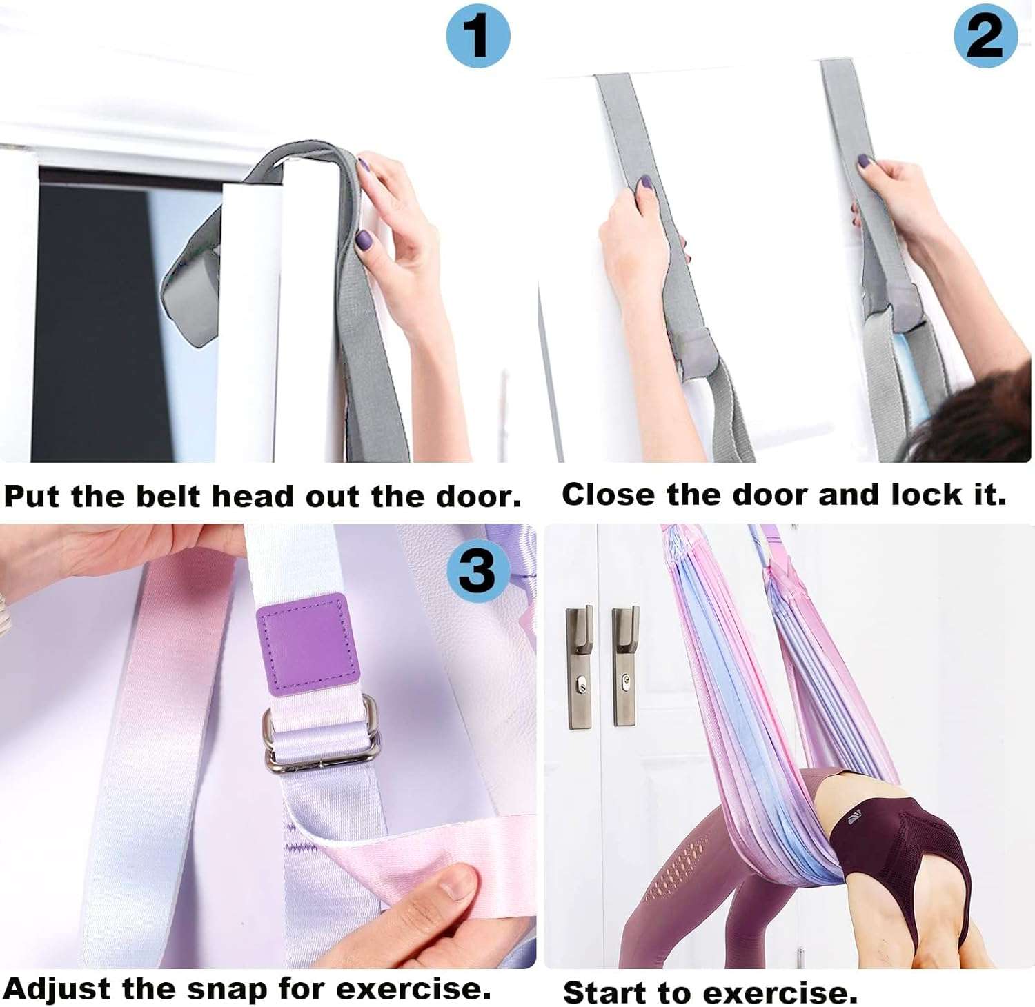 Adjustable Aerial Yoga Stretch Strap with Door Anchor - FITSPIRED