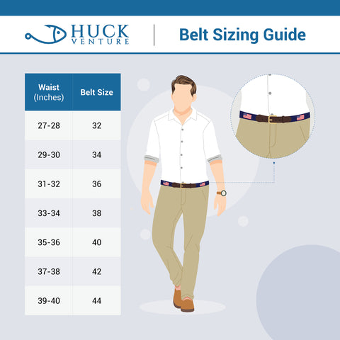 Huck Venture Needlepoint Belt Sizing Guide