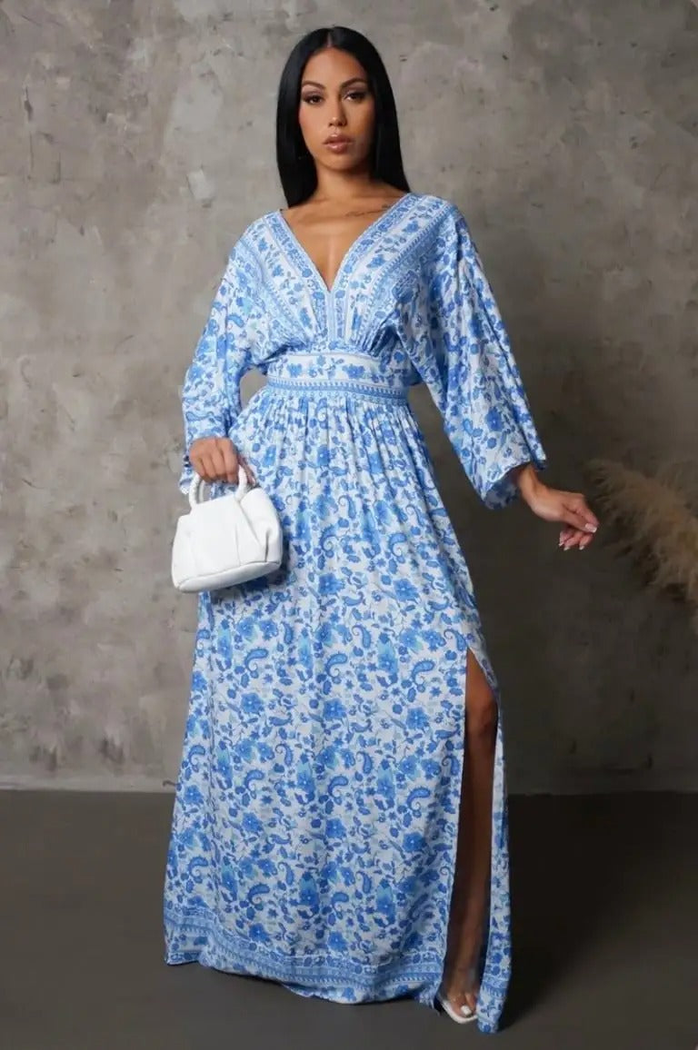Breath Of Fresh Air Maxi Dress- Blue – LuxLure Wear