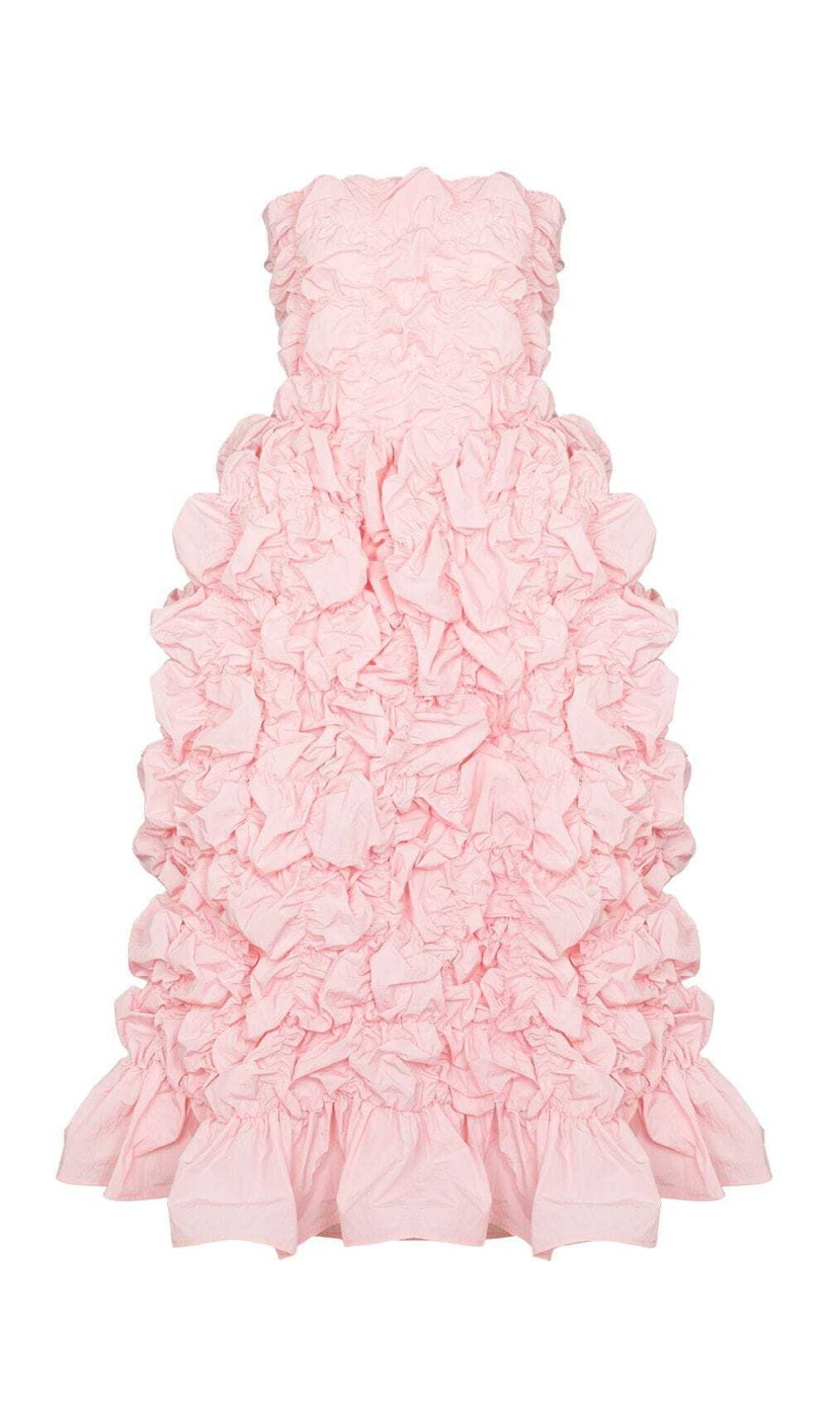 FOLDING RUFFLED MIDI DRESS IN PINK - Image 7