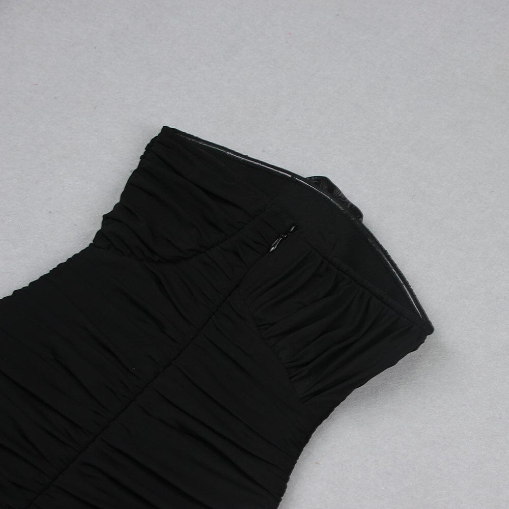 3D FLOWER STRAPLESS MINI DRESS IN BLACK - Image 6