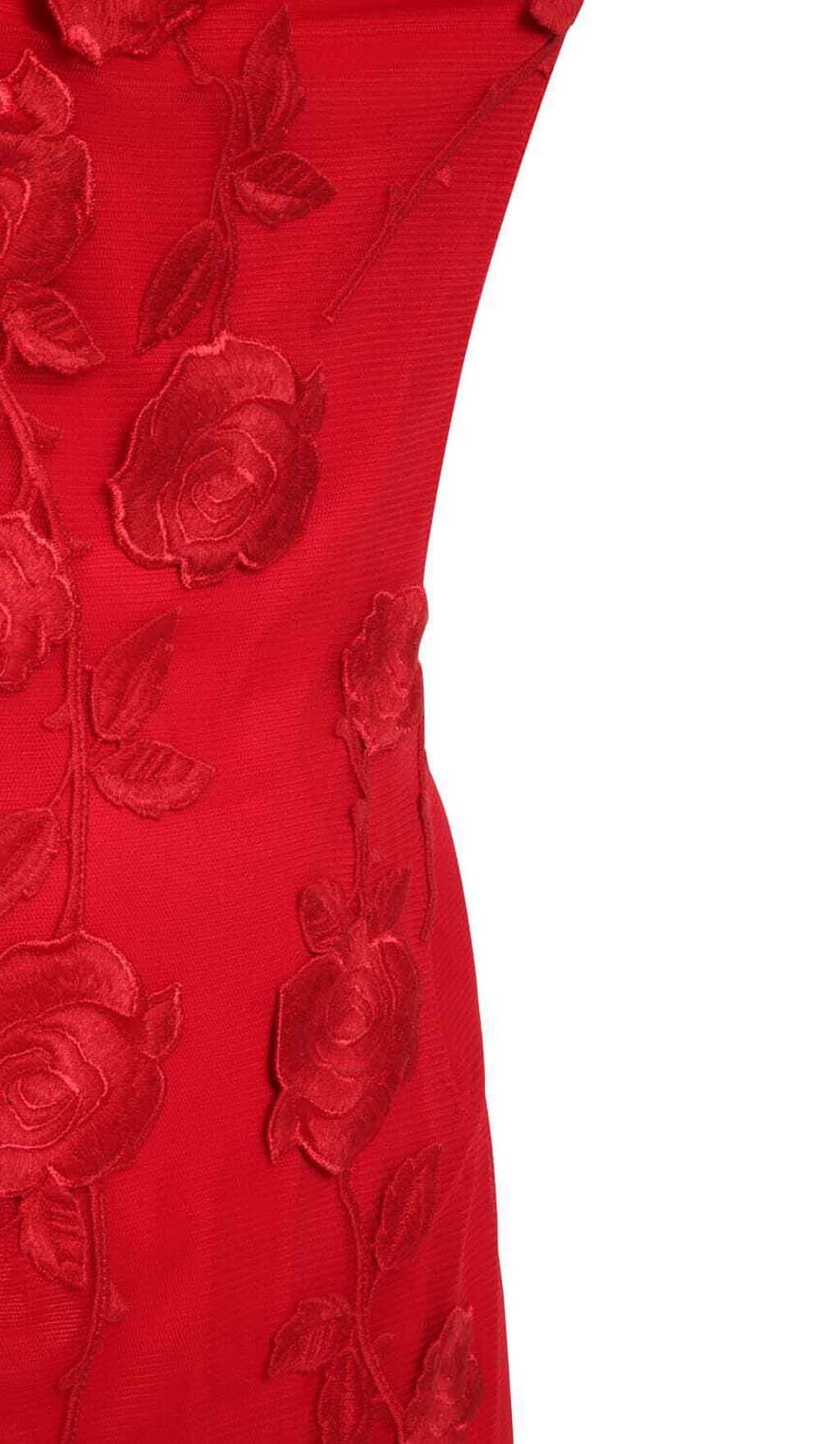 3D FLOWER SUSPENDER DRESS IN RED - Image 4