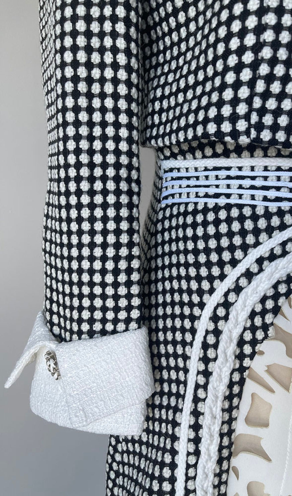 PLAID ROUND NECK LONG SLEEVE BOWKNOT TOPS HIGH WAIST A LINE SKIRTS - Image 6