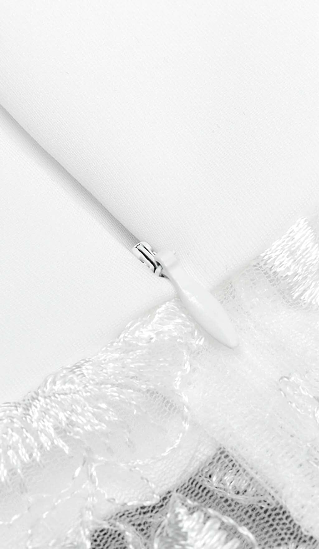 BOW-EMBELLISHED LACE MIDI DRESS IN WHITE - Image 13