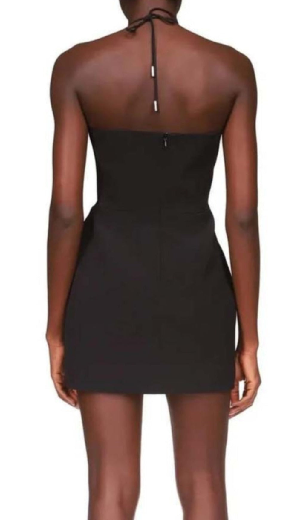 CRYSTAL STARFISH HALTER MINI DRESS IN BLACK - Image 2
