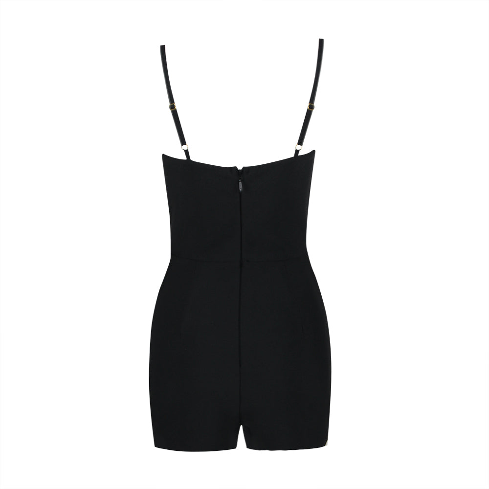 CRYSTAL BANDEAU MINI DRESS IN BLACK - Image 5