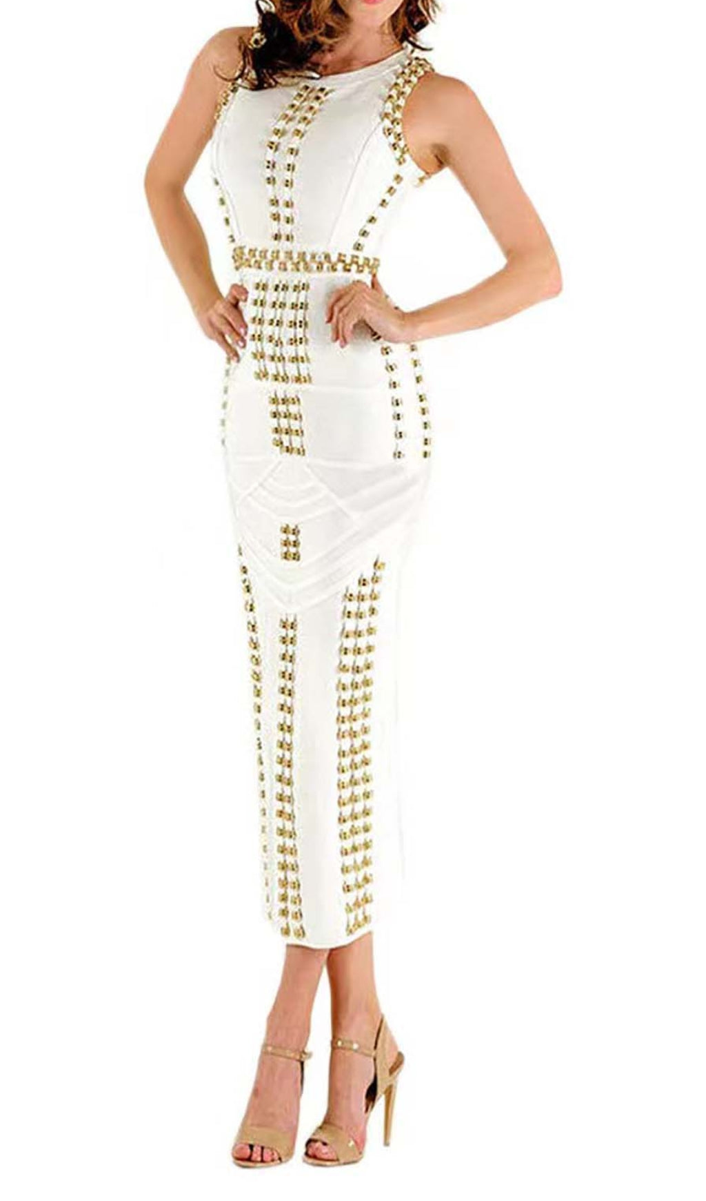 GOLD ACCENT BANDAGE MAXI DRESS - Image 7
