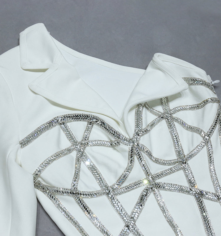 ADORNS ASYMMETRICAL ONE SHOULDER WHITE DRESS - Image 7
