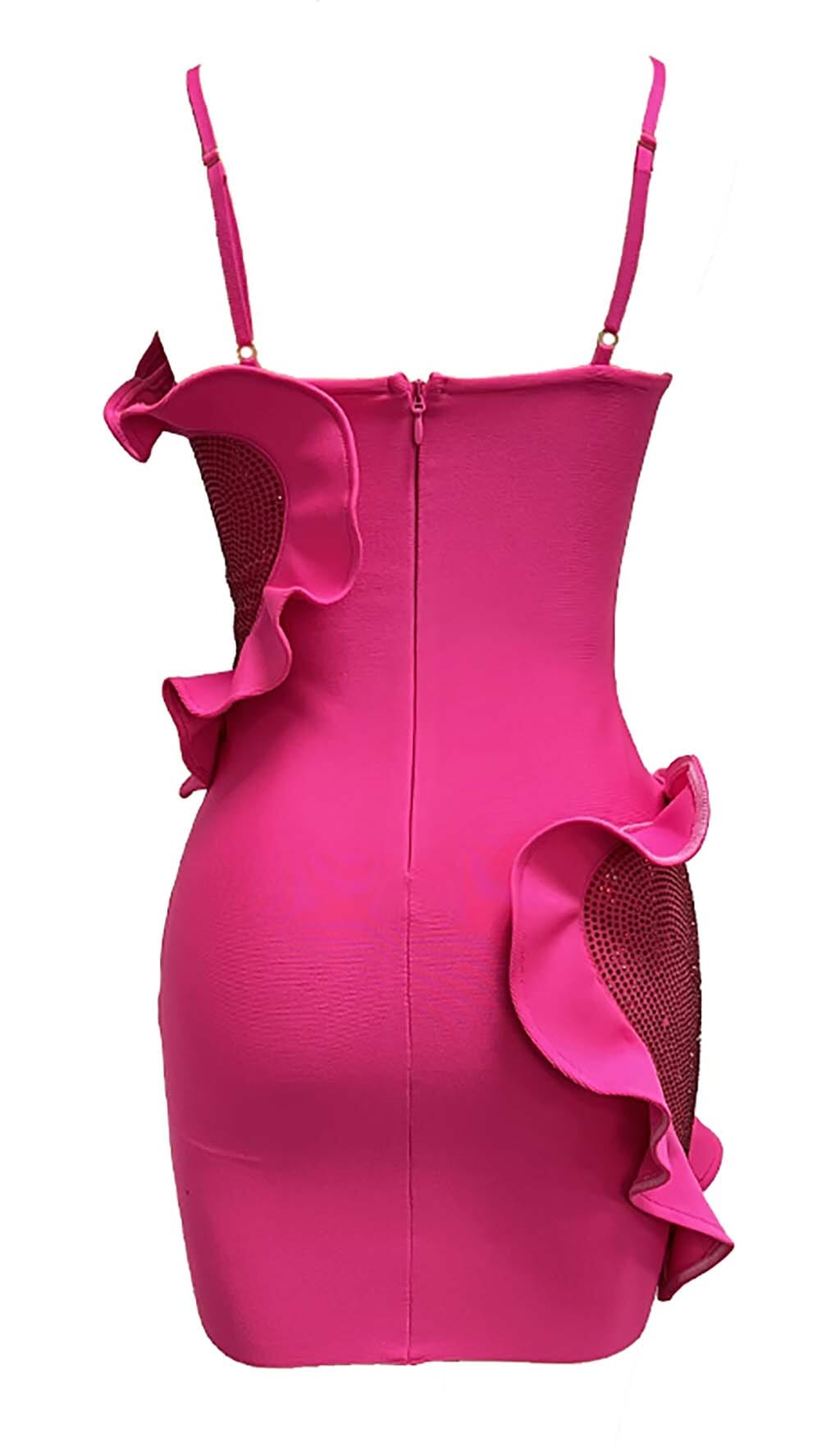 HEART EMBELLISHED SEQUIN MINI DRESS IN PINK - Image 6