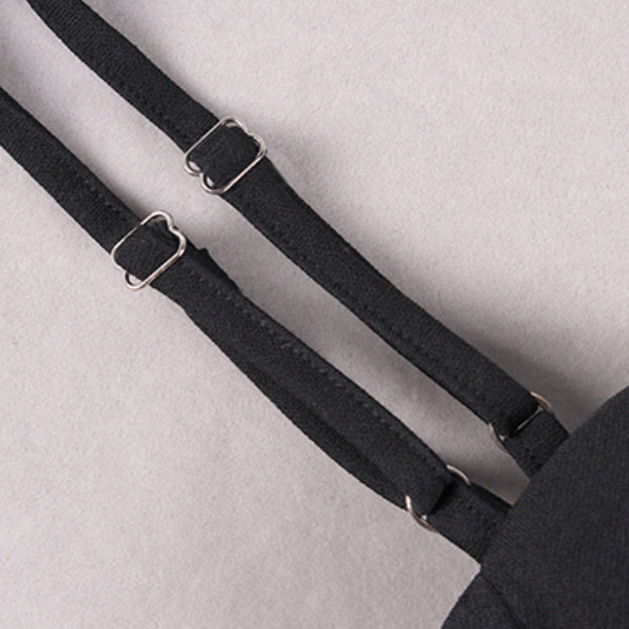 STRAP BODYCON MIDI DRESS IN BLACK - Image 7