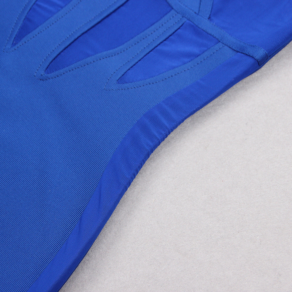 BLUE SPAGHETTI STRAP MESH MINI DRESS - Image 7