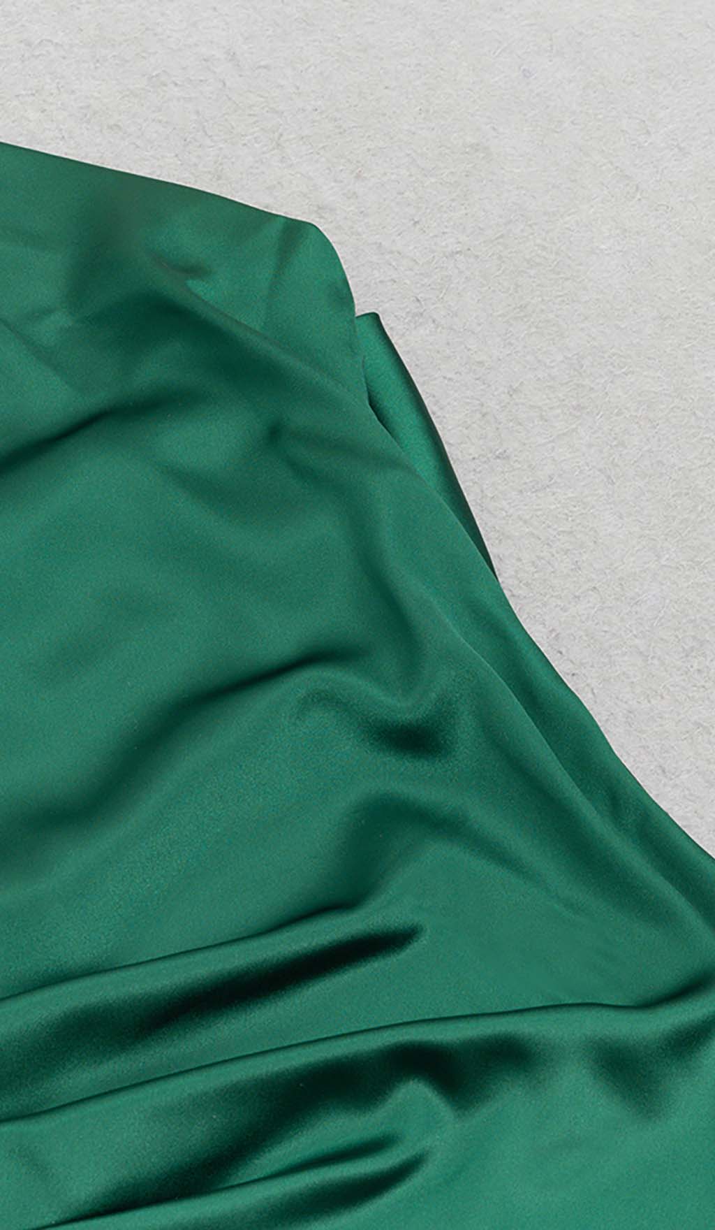 SATIN SIDE TIE MIDI DRESS IN GREEN - Image 6