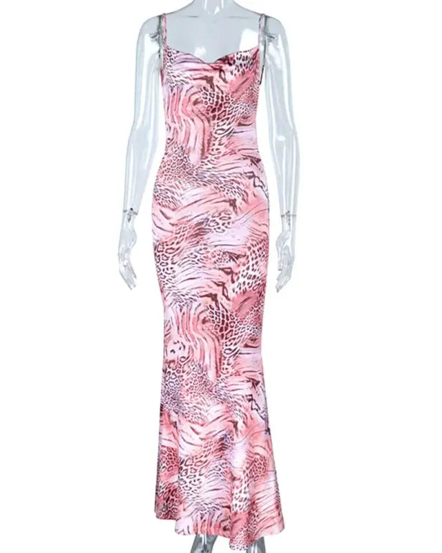 Backless Casual Leopard Print Maxi Dress - Image 5