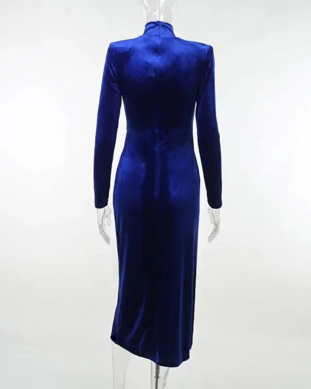 Mesh Patchwork Long Sleeve Bodycon Maxi Dress - Image 8