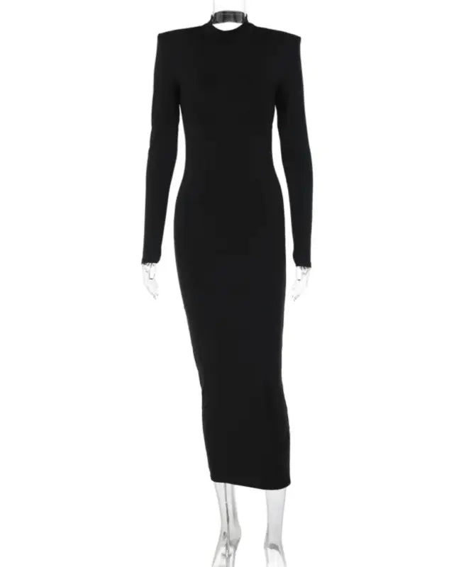 Solid Backless Ruched Back Bodycon Maxi Dress - Image 5