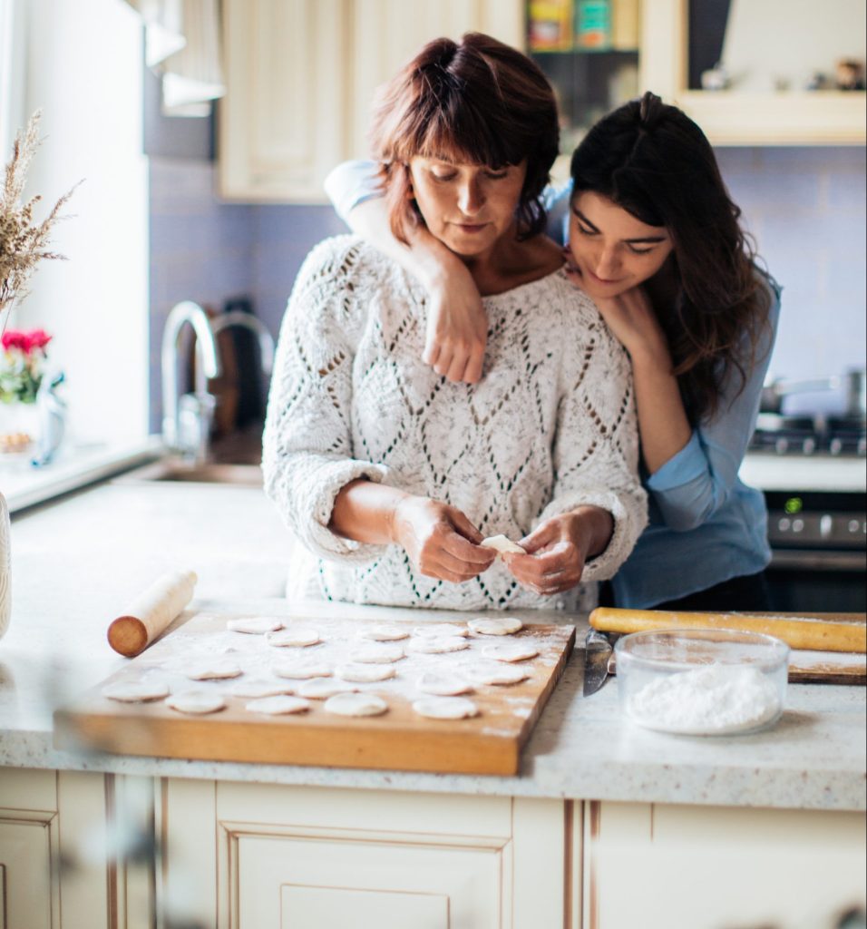 mother daughter baking together