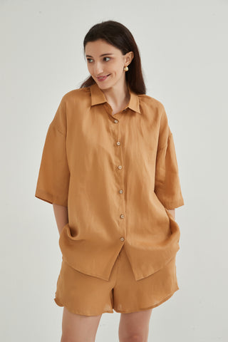 Tessa 100% Linen Oversize Shirt and Shorts Set