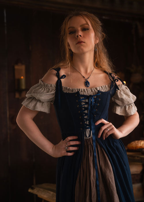 dark blue corset dress tavern wench