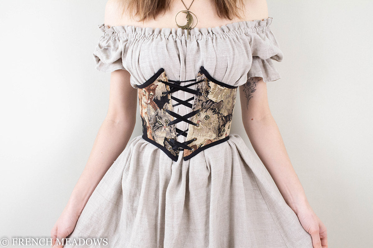 corset belt with cat print - an entry level type of corset