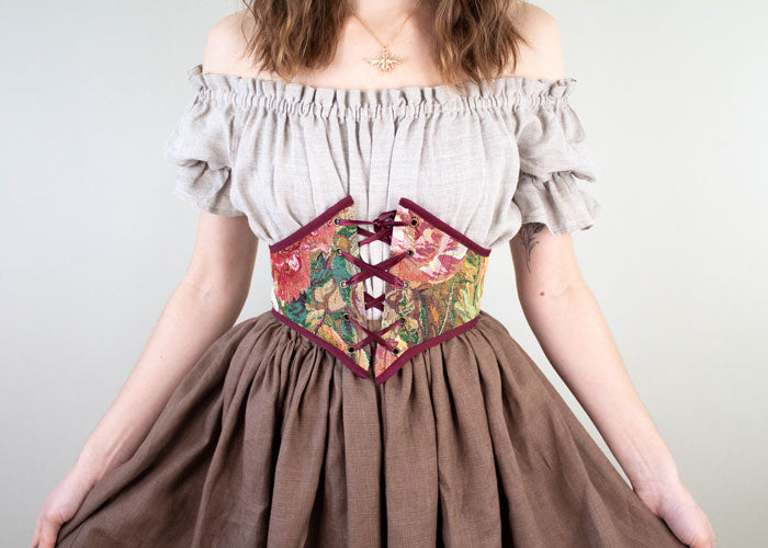 red floral corset belt