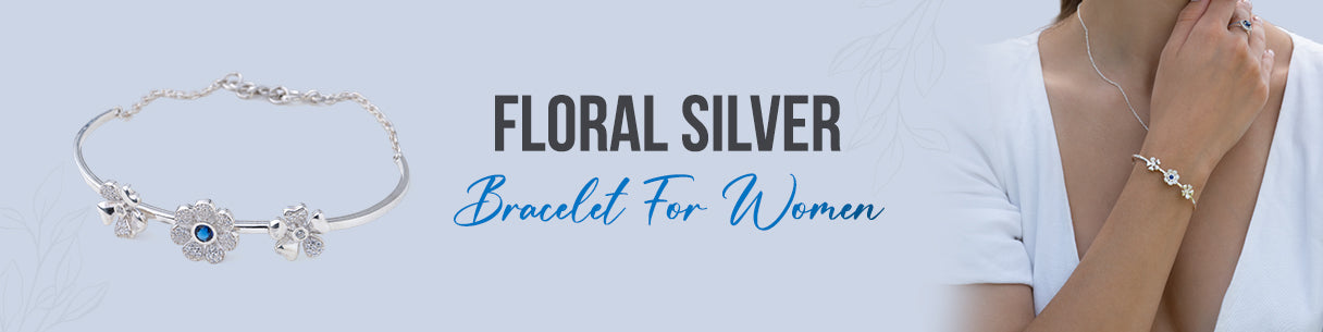 Floral Silver Bracelet For Women