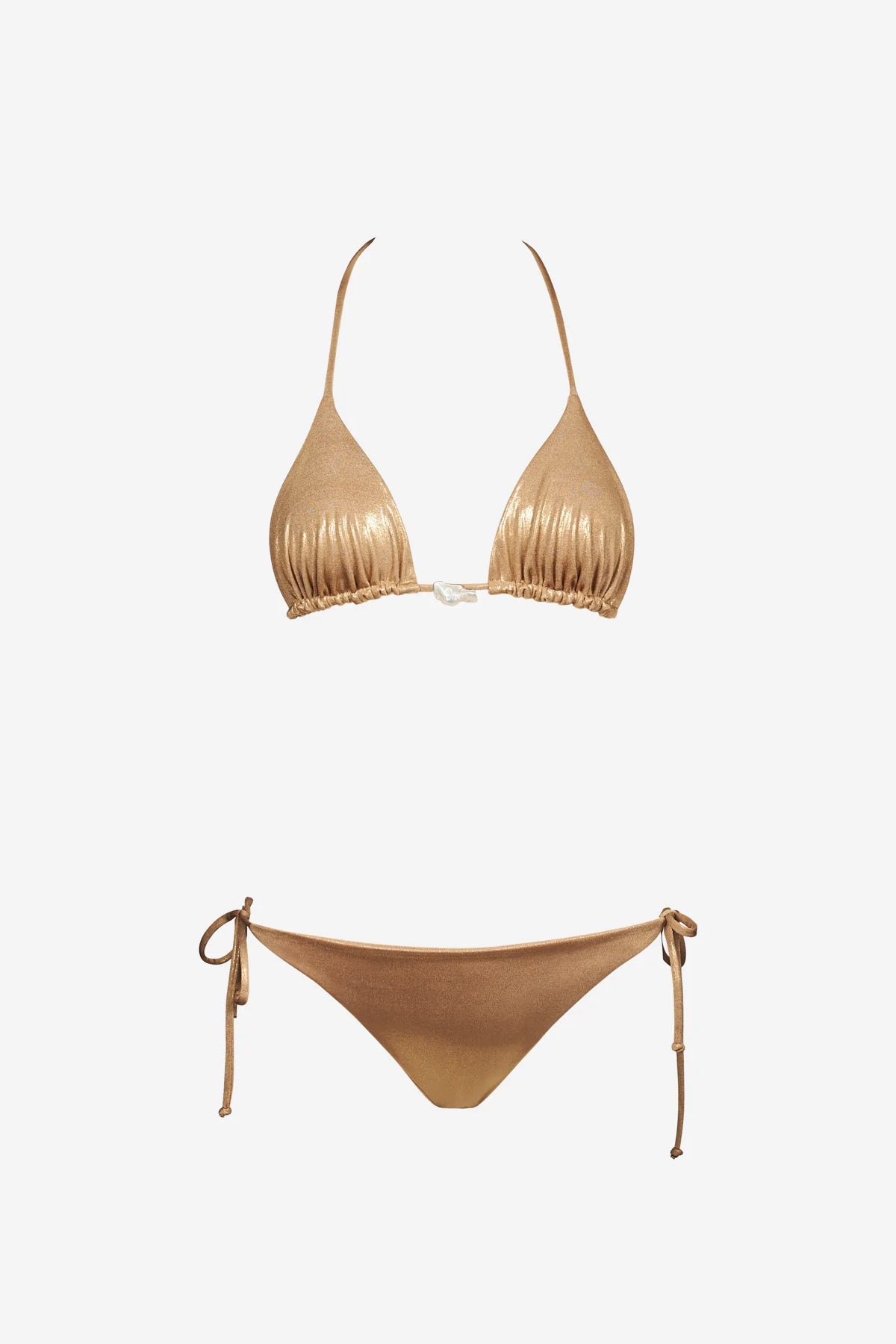 Triangle Bikini with Pearl in Gold